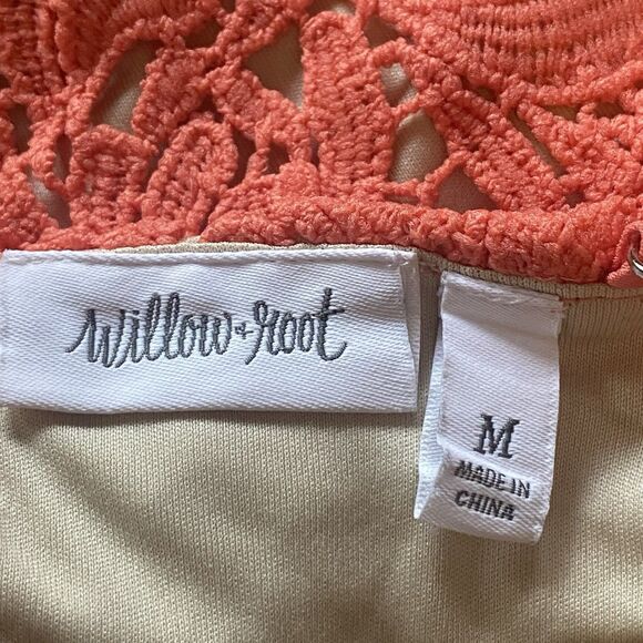 Willow Root Lace Crochet Tank Top Coral Orange Size M Adjustable Straps Back Zip - Picture 3 of 13